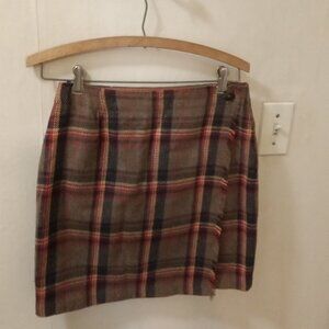 VTG Gap Sz 8 orange brown plaid short skirt with Fringe - Y2K 90's